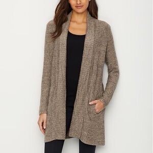 Barefoot Dreams CozyChic Brown/Grey Montecito Long Knit Cardigan Sweater Size S